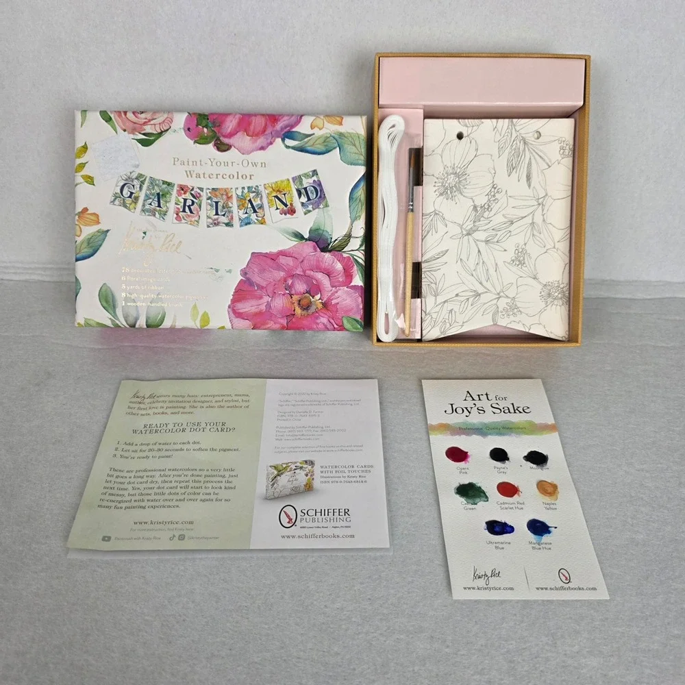 Kristy Rice Paint Your Own Watercolor Garland Kit 78 Cards 8 Pigments DIY Floral